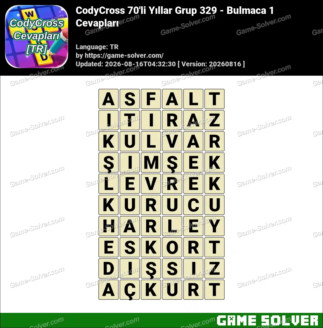 CodyCross 70’li Yıllar Grup 329 – Bulmaca 1 Cevapları